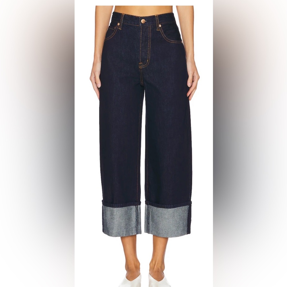 pistola Dark Indigo Wide Leg Cuffed Jeans